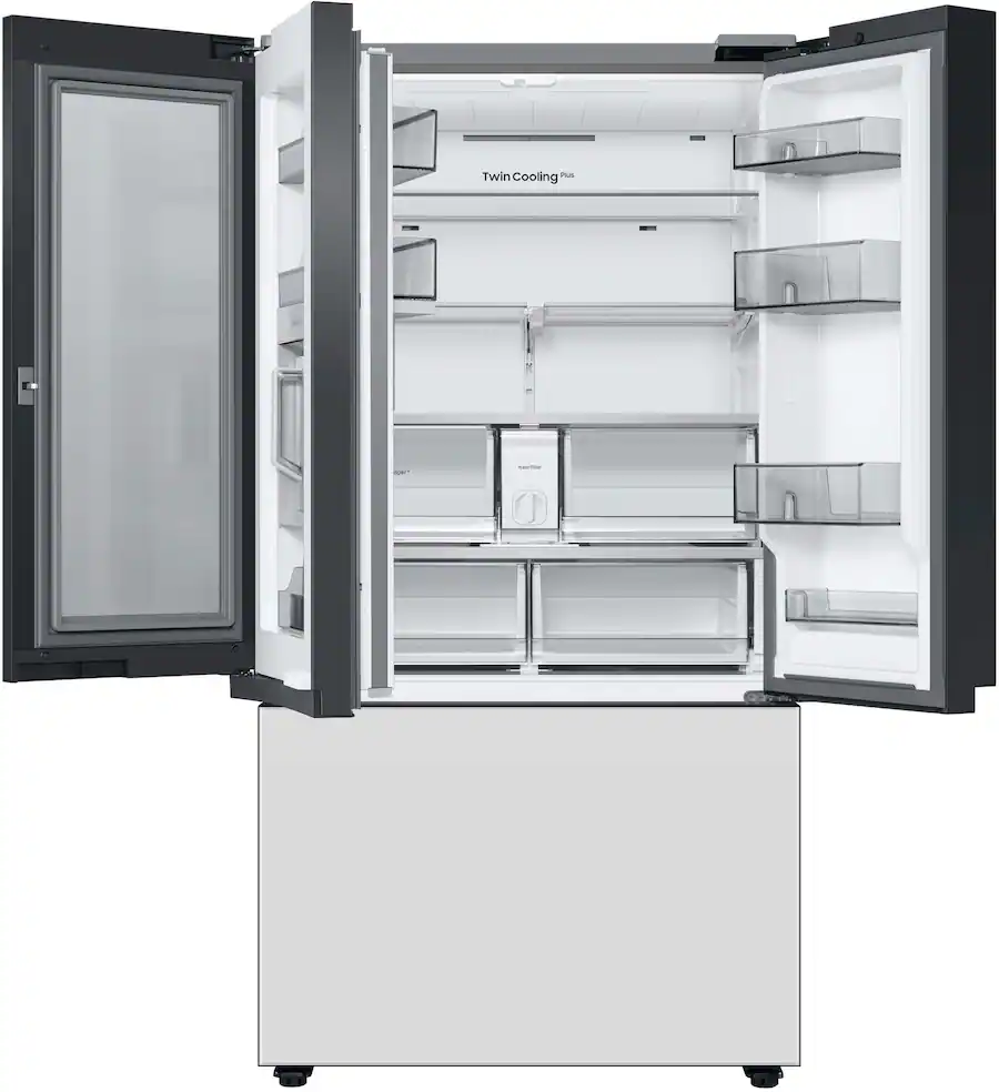 Samsung - BESPOKE 30 cu. ft. 3-Door French Door Smart Refrigerator with Beverage Center (RF30BB660012) - White Glass - Image 5