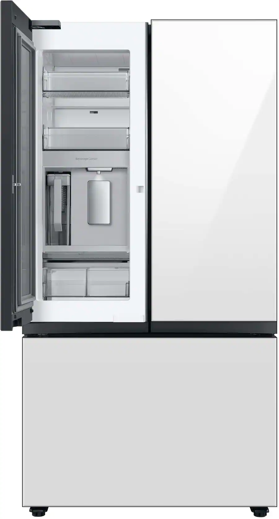 Samsung - BESPOKE 30 cu. ft. 3-Door French Door Smart Refrigerator with Beverage Center (RF30BB660012) - White Glass - Image 8