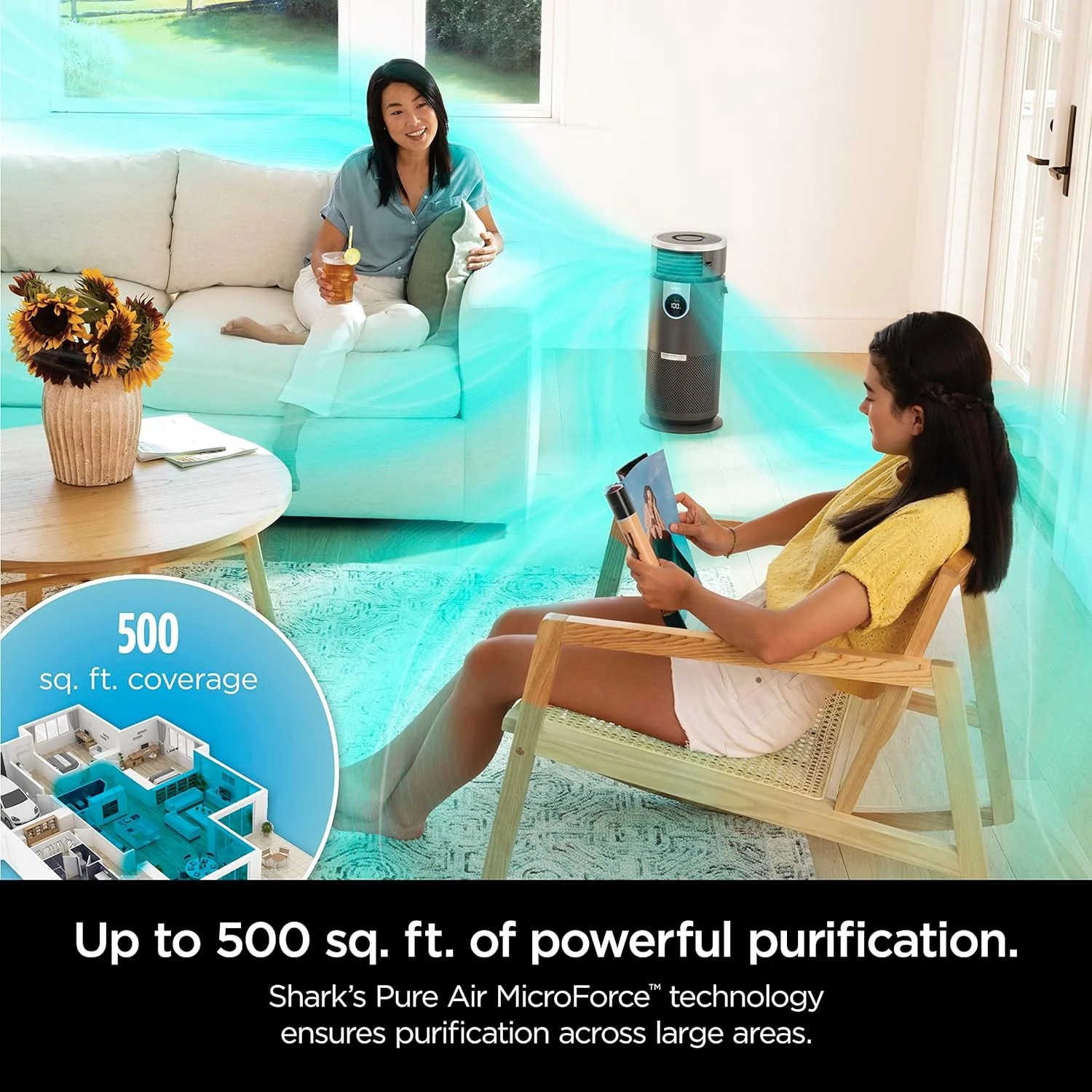 Shark HC452 3-in-1 Air Purifier, Heater & Fan with NanoSeal HEPA, Cleansense IQ, Odor Lock, for 500 Sq. Ft, Captures 99.98% of Particles, Dust, Allergens & Smoke, 0.1–0.2 Microns, Grey - Image 4