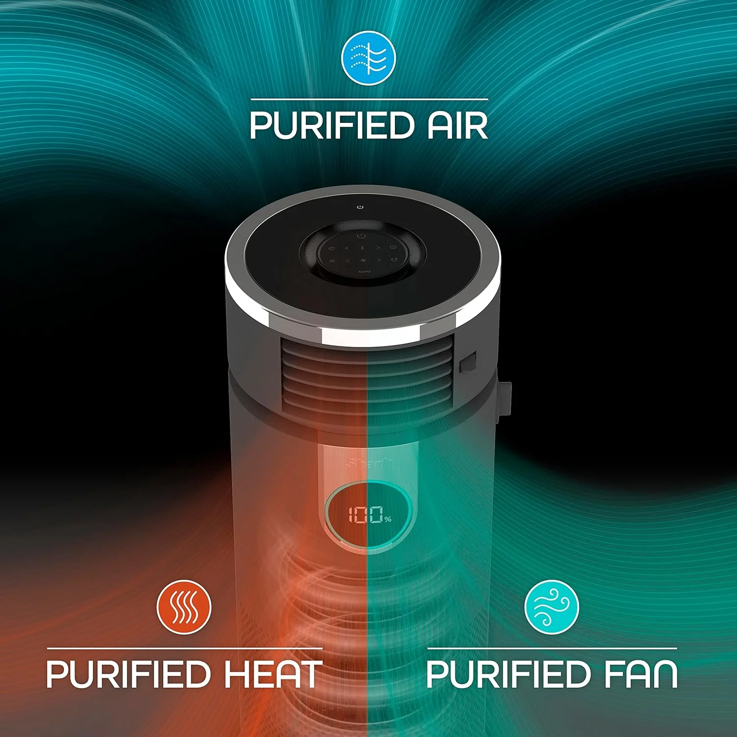 Shark HC452 3-in-1 Air Purifier, Heater & Fan with NanoSeal HEPA, Cleansense IQ, Odor Lock, for 500 Sq. Ft, Captures 99.98% of Particles, Dust, Allergens & Smoke, 0.1–0.2 Microns, Grey - Image 7
