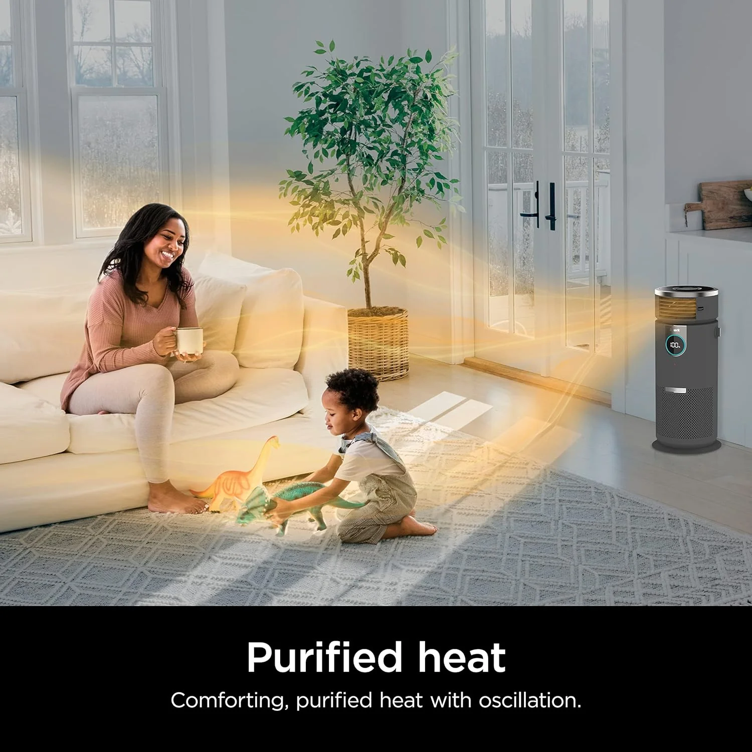 Shark HC452 3-in-1 Air Purifier, Heater & Fan with NanoSeal HEPA, Cleansense IQ, Odor Lock, for 500 Sq. Ft, Captures 99.98% of Particles, Dust, Allergens & Smoke, 0.1–0.2 Microns, Grey - Image 9