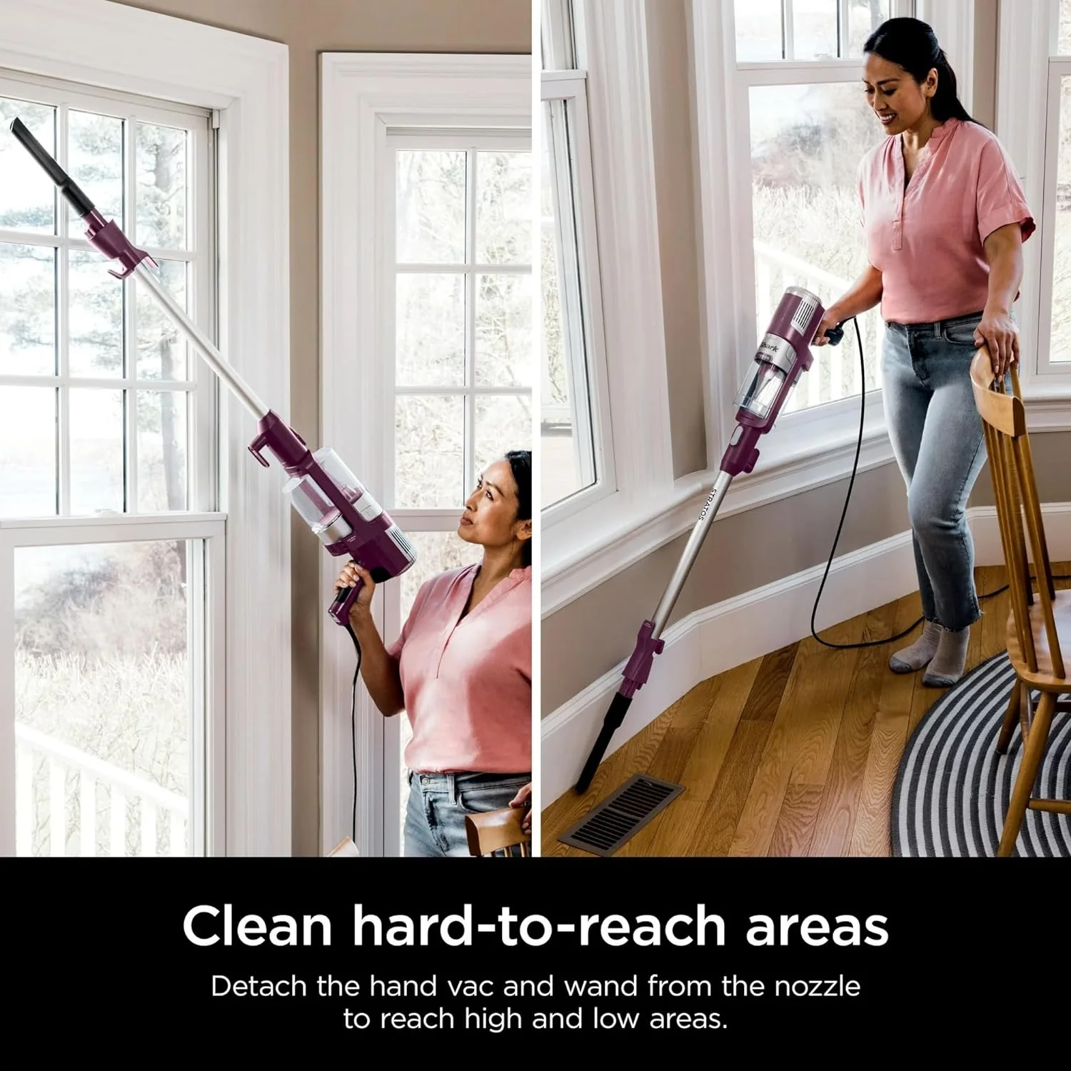 Shark HZ3000 Stratos Ultralight Corded Stick Vacuum with DuoClean PowerFins HairPro, Self-Cleaning Brushroll, & Odor Neutralizer Technology, Red Plum - Image 5