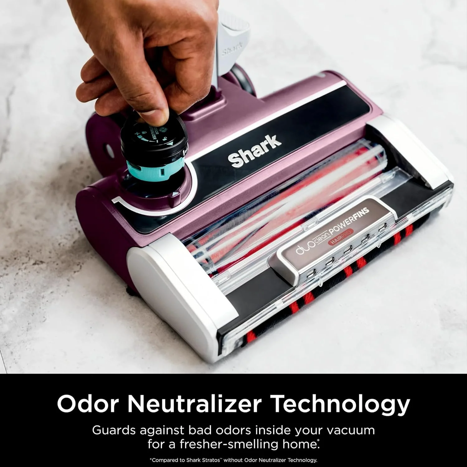 Shark HZ3000 Stratos Ultralight Corded Stick Vacuum with DuoClean PowerFins HairPro, Self-Cleaning Brushroll, & Odor Neutralizer Technology, Red Plum - Image 7