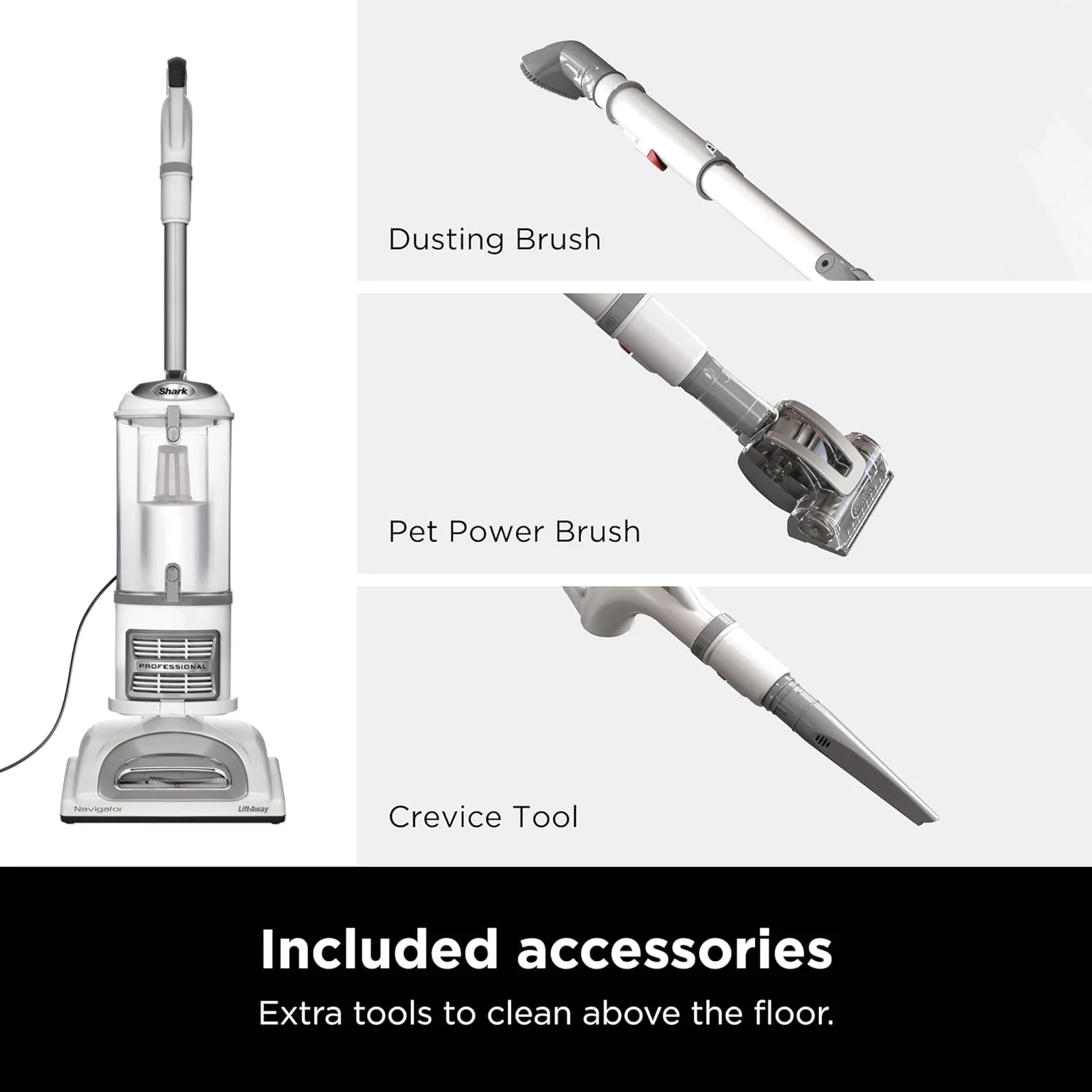 Shark NV356E Navigator Lift-Away Professional Upright Vacuum with Swivel Steering, HEPA Filter, XL Dust Cup, Pet Power, Dusting Brush, and Crevice Tool, Perfect for Pet Hair - Image 8