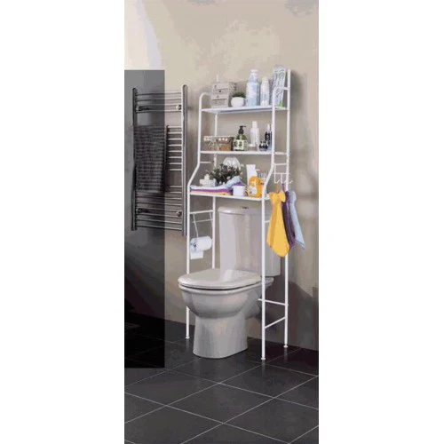 Three Shelf Over Toilet Bathroom Rack Holder for Bath Essentials, Plants - Image 3