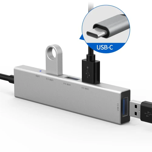 USB-C Type C to USB 3.0 4 Port Hub Adapter USB-C Aluminum Slim Thunderbolt USB - Image 6