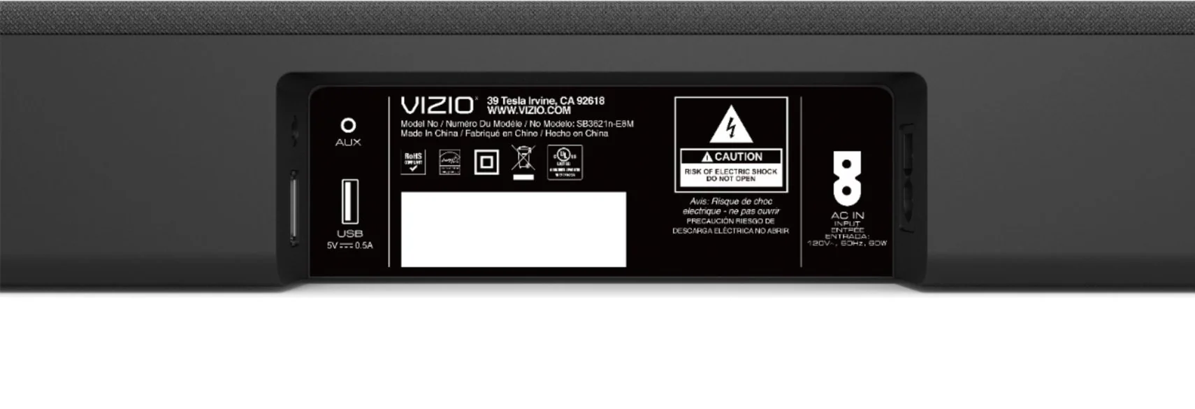 VIZIO SB3621N-E8 2.1-Channel Soundbar System with 5-1/4" Wireless Subwoofer - Black/Silver - Image 11