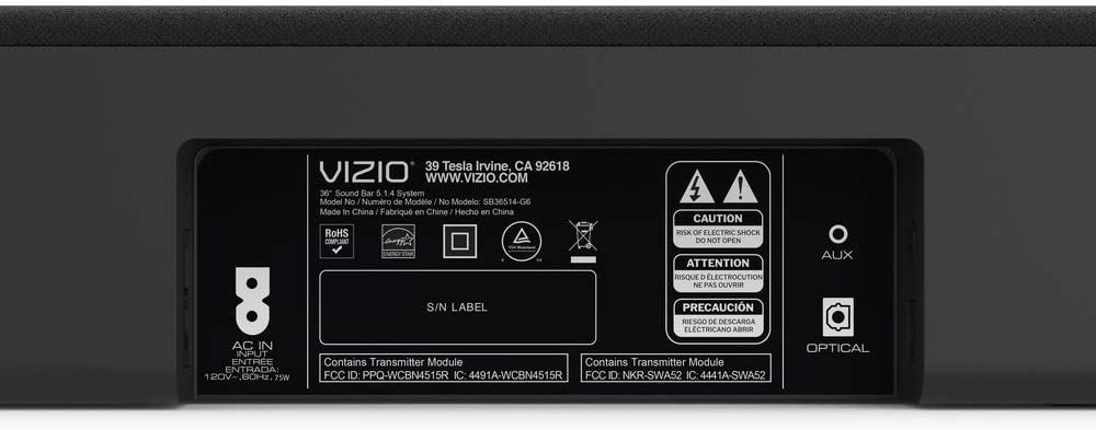 VIZIO SB36514-G6 36" 5.1.4 Premium Home Theater Sound System with Dolby Atmos and Wireless Subwoofer - Image 9